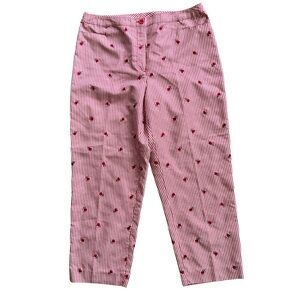 EP Pro | 100% Silk Golf Pants | Red Gingham with Embroidered Roses | Size 10